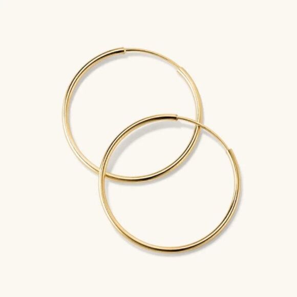 14k Real Gold hoop earrings | hoop earrings | 1.5 mm thickness | Real Gold | - Picture 1 of 9